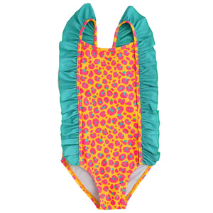 One-Piece Swimsuit - Orange Leopard