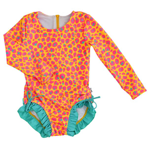 Rash Guard Swimsuit - Orange Leopard