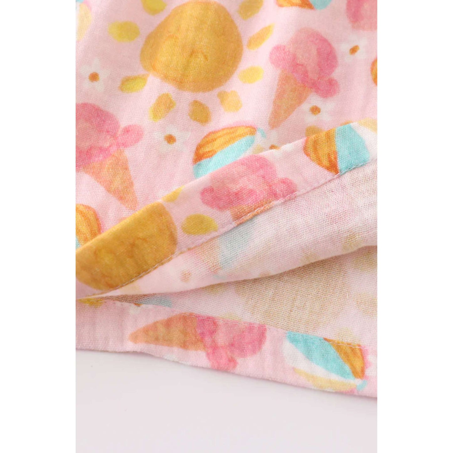 Sunny Ice Cream Muslin Cross-back Ruffle Dress