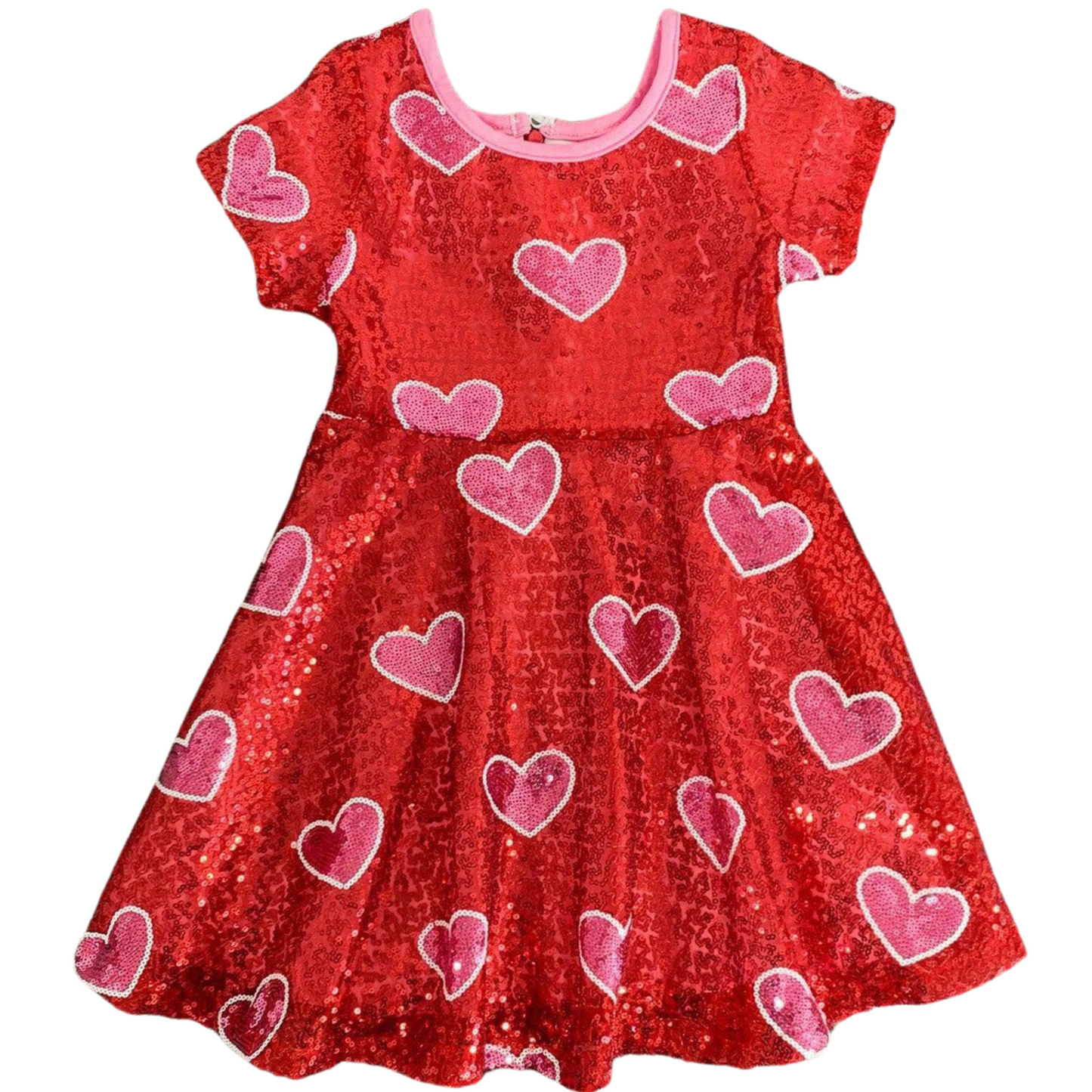 Red and Pink Sequin Hearts Dress