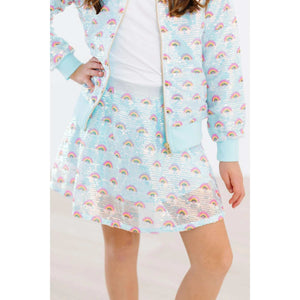 Mint Rainbow Sequin Jacket & Skirt Set
