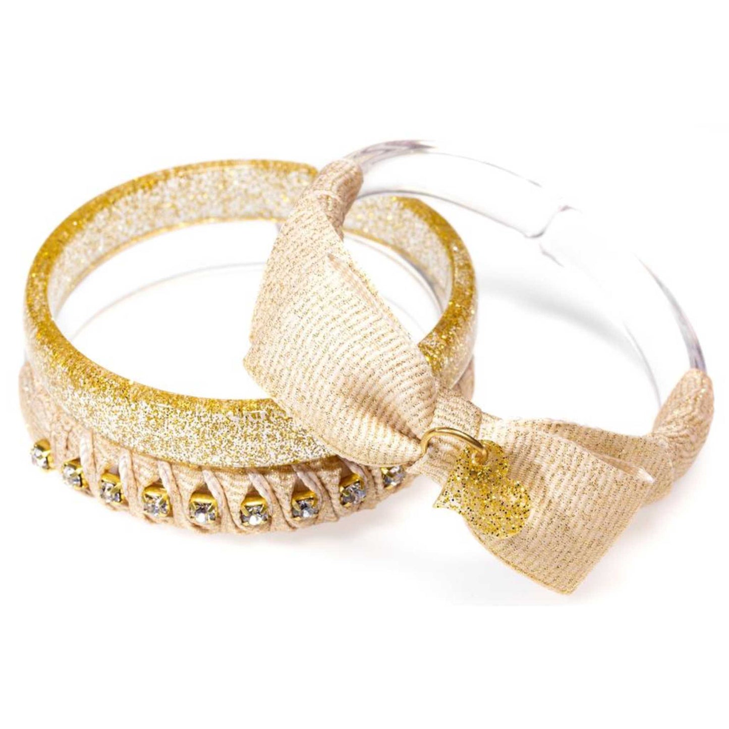 Fancy Fabric Bracelet Set - Gold