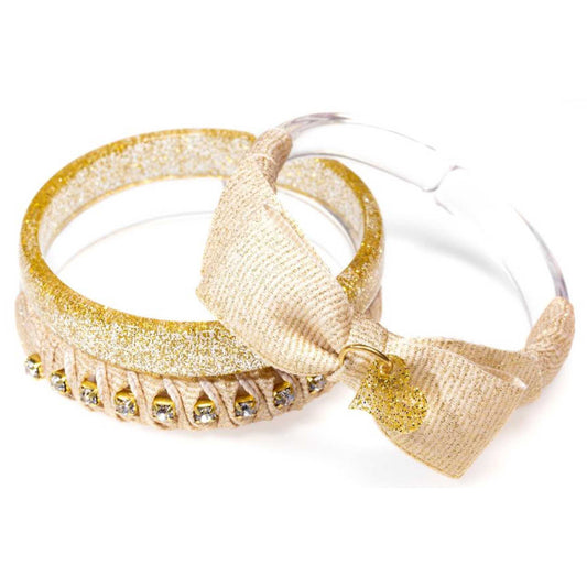 Fancy Fabric Bracelet Set - Gold