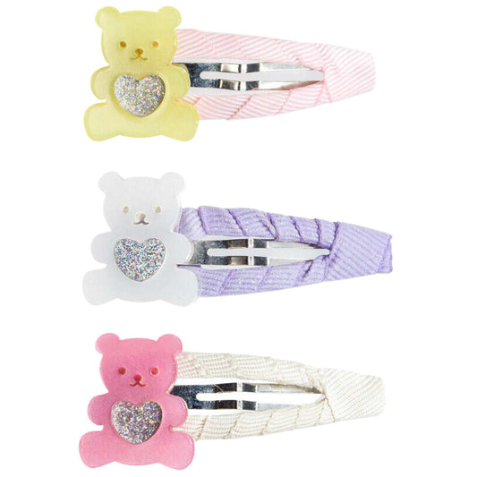 Heart Bears Pastel Colors Snap Clip Set