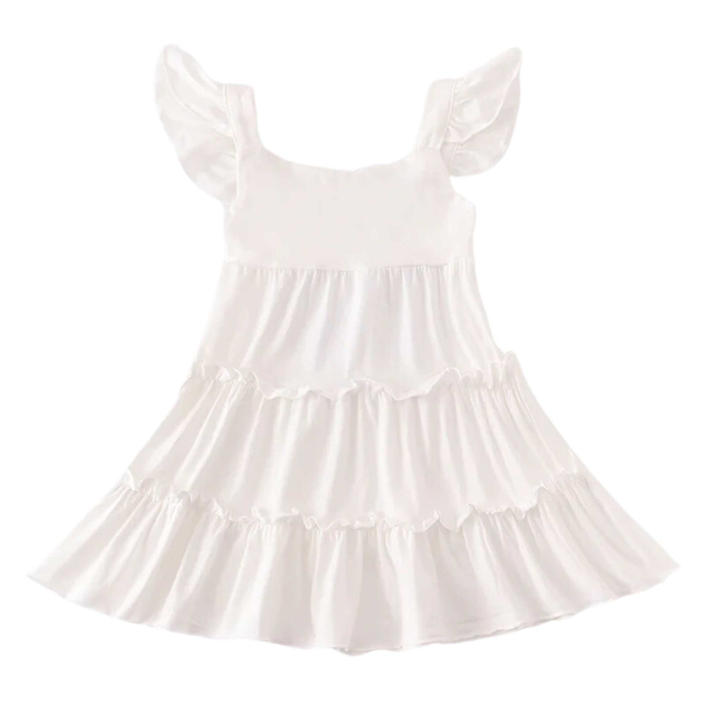 White Ruffle Tiered Dress