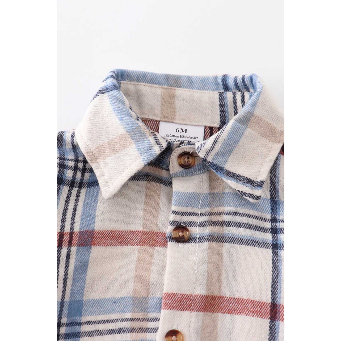 Plaid Button Down Shirt - Blue/Beige