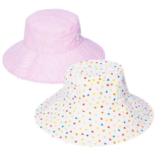 Reversible Bucket Hat - Rainbow Hearts