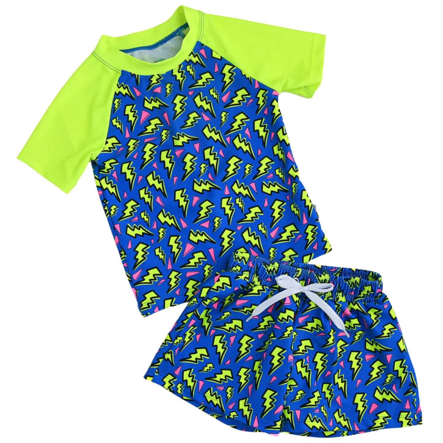 Rash Guard Swim Set - Neon Lightning