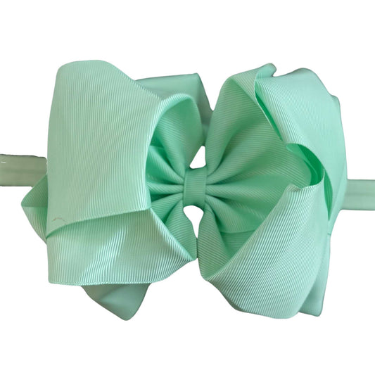 Jumbo 6" Double Bow Baby Headband - Mint