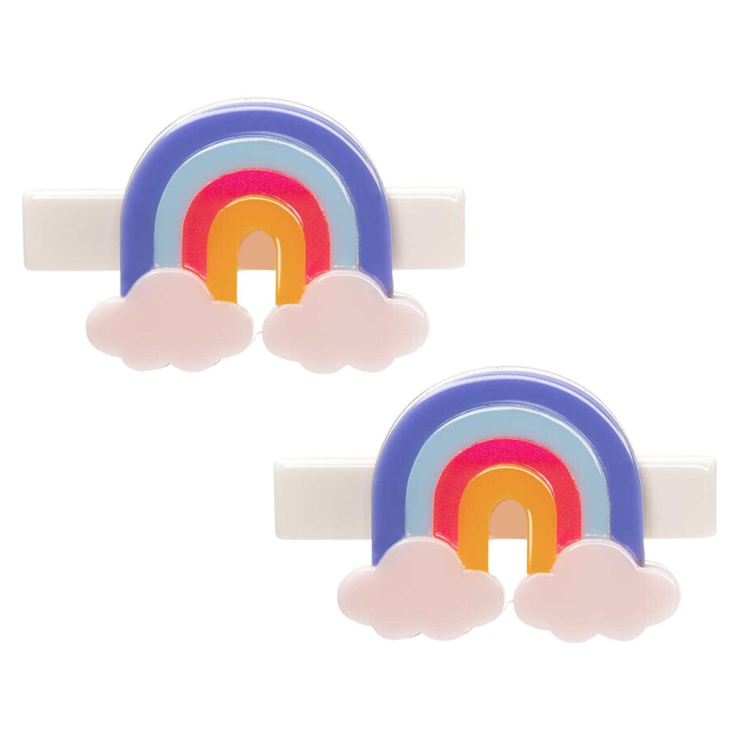 Blue Rainbow and Clouds Hair Clip Set