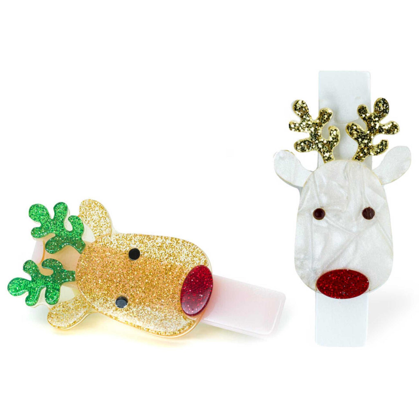 White/Gold Reindeer Clip Set