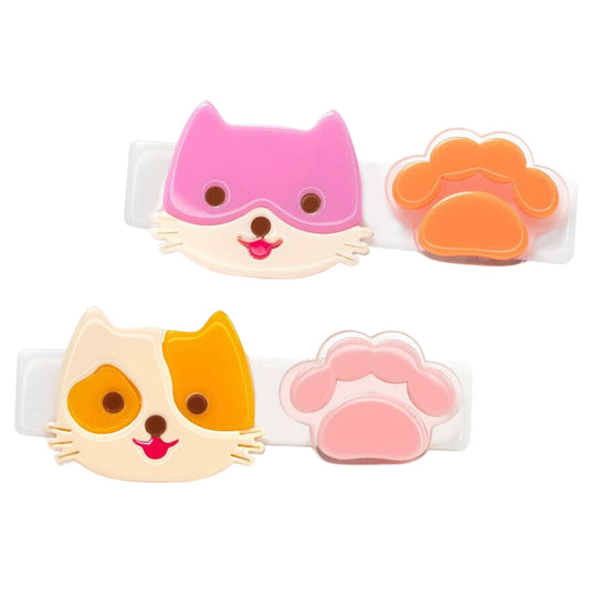 Cute Kitty Pink Mustard Hair Clip Set