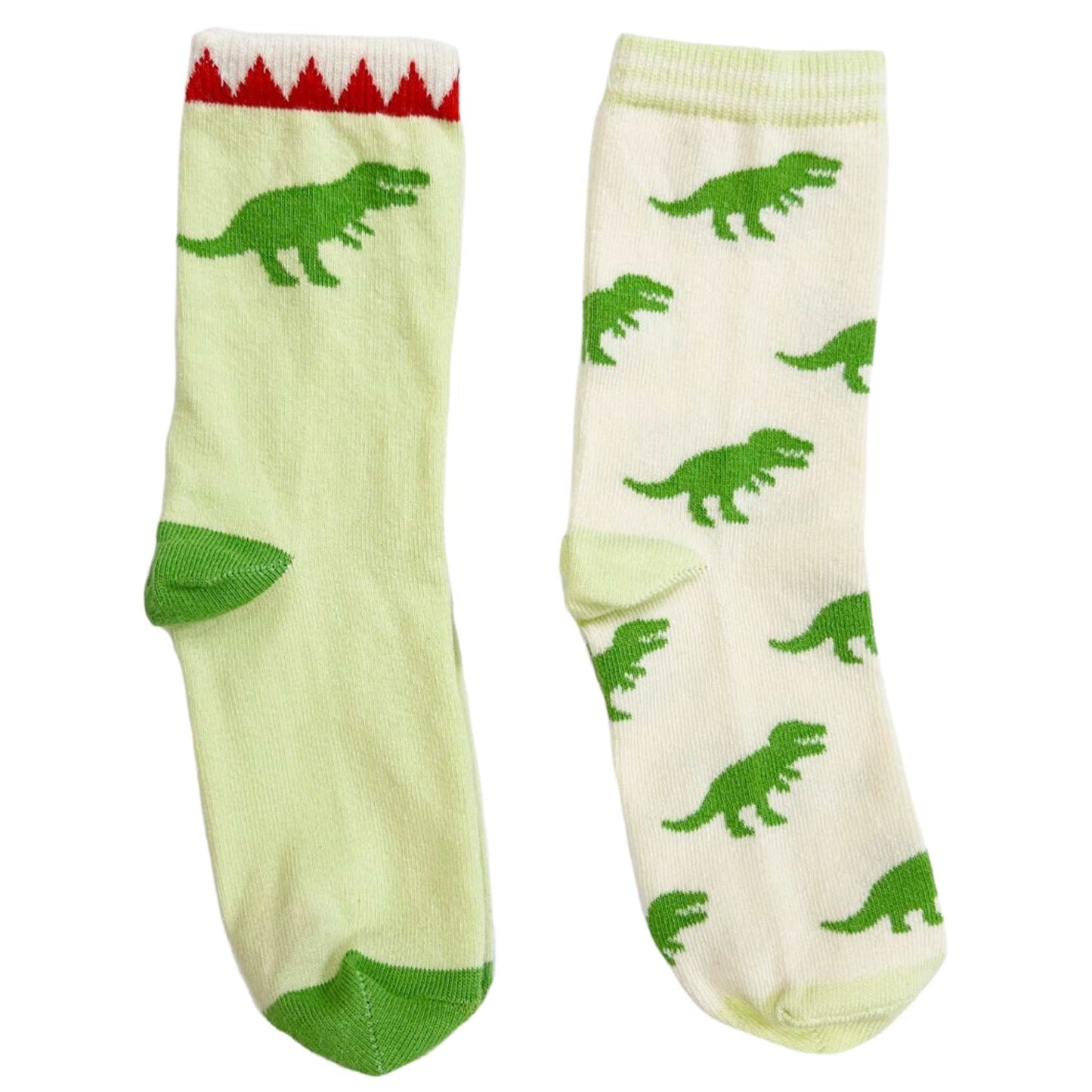 2 Pack Organic Socks - Green T-Rex