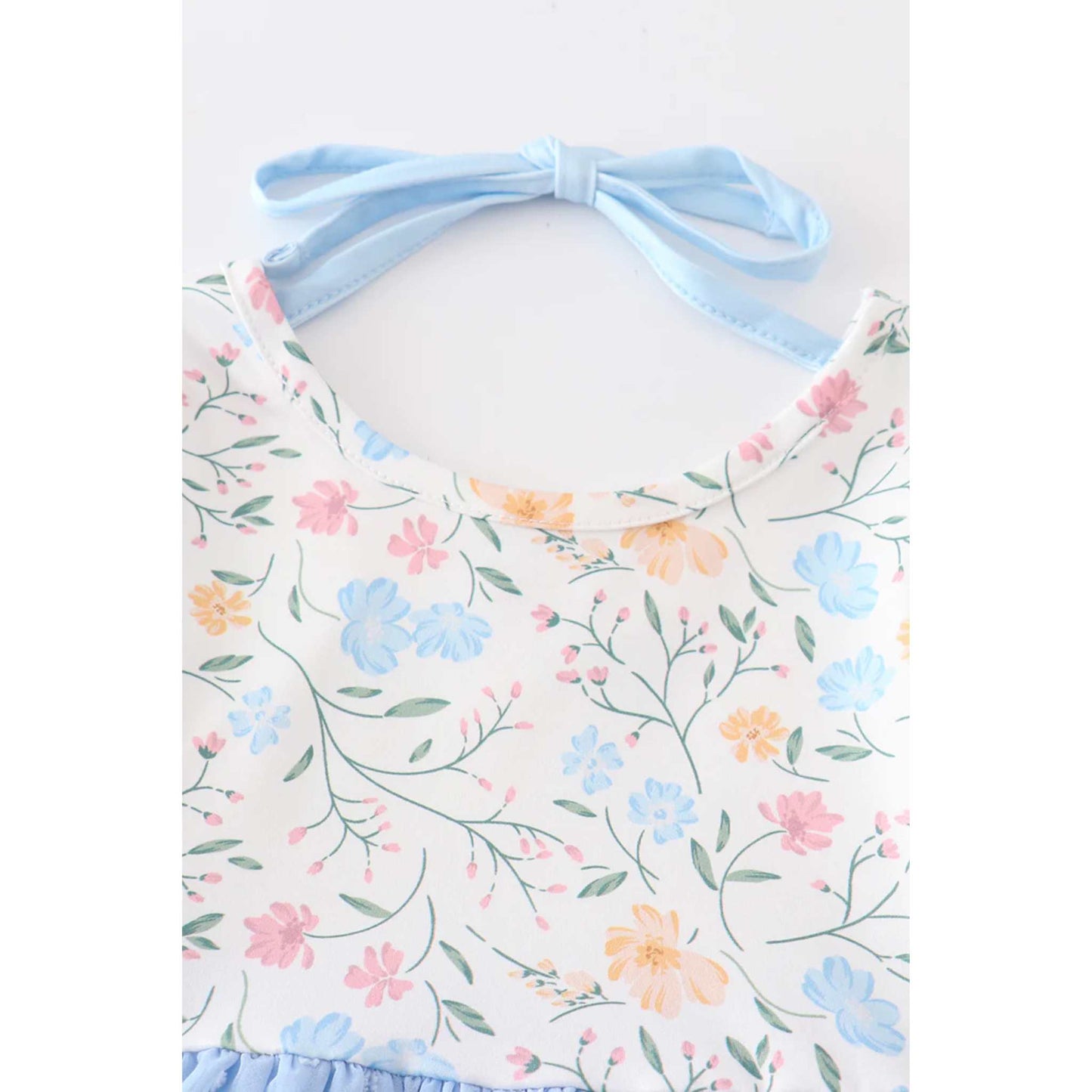 Floral Print Tiered Dress - Blue Floral