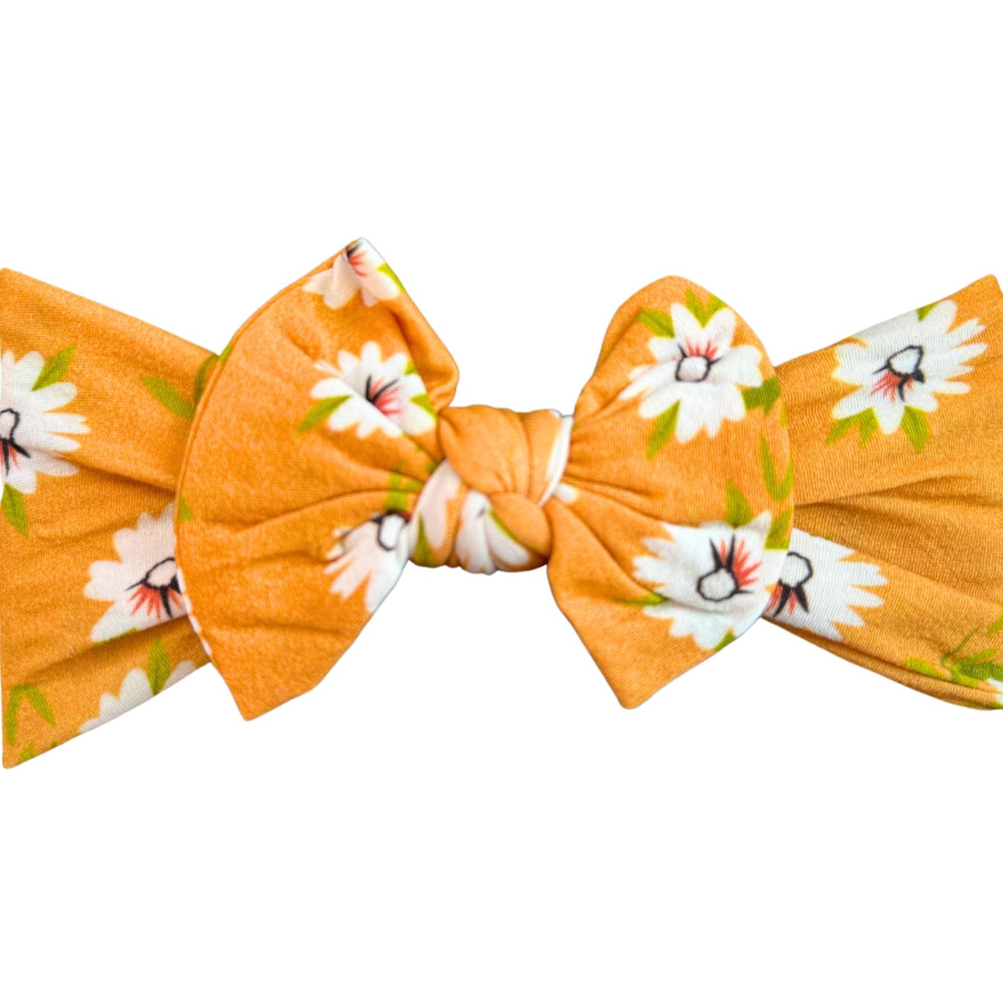 Nylon Bow Headband - Burnt Orange Floral