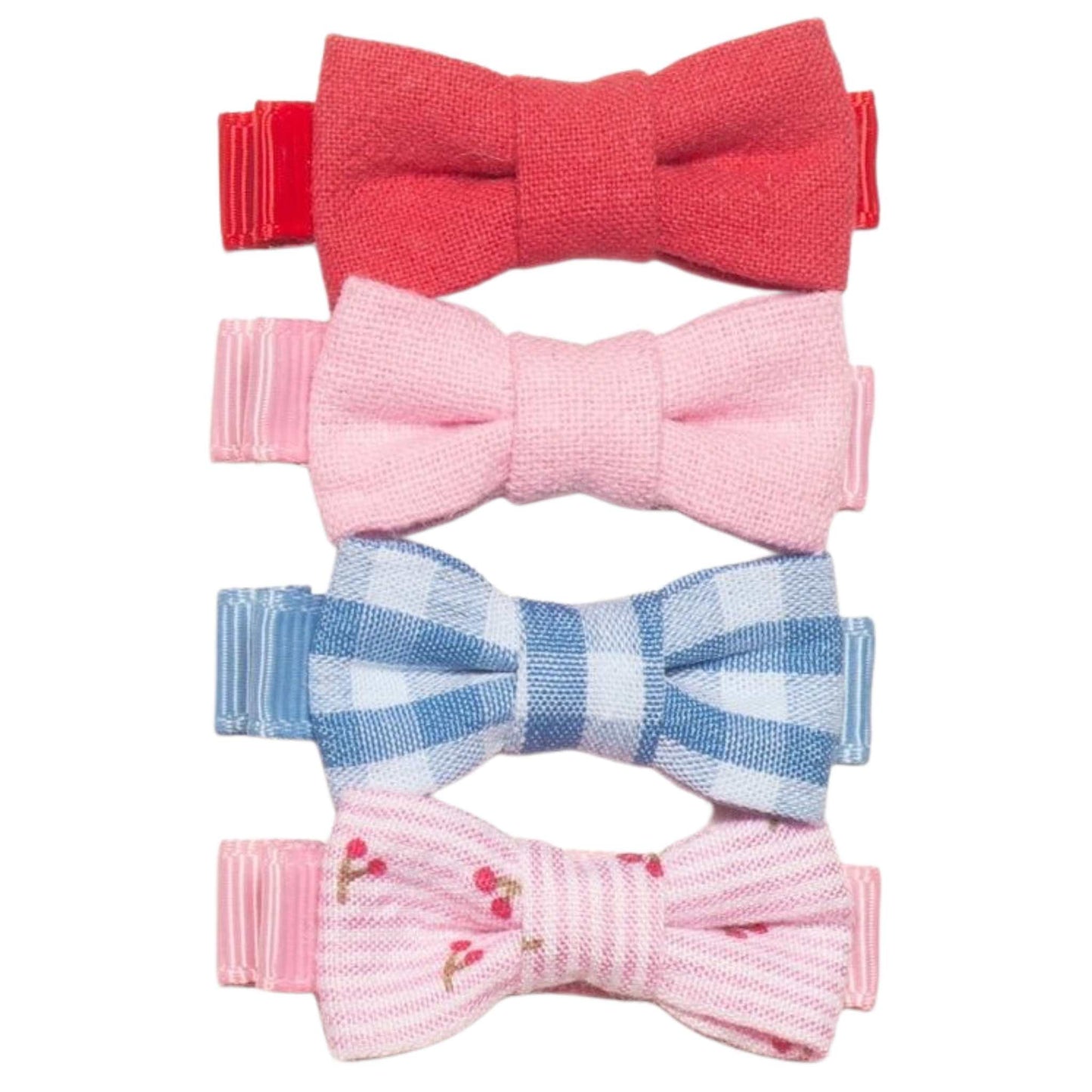 Mini Bow Clips -  Cherry Gingham