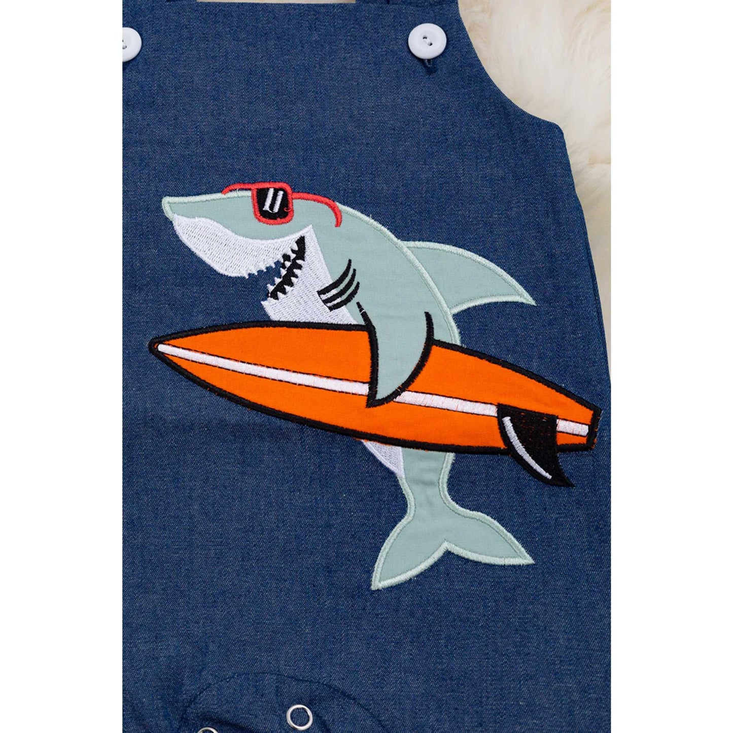 Surfer Shark Denim Romper