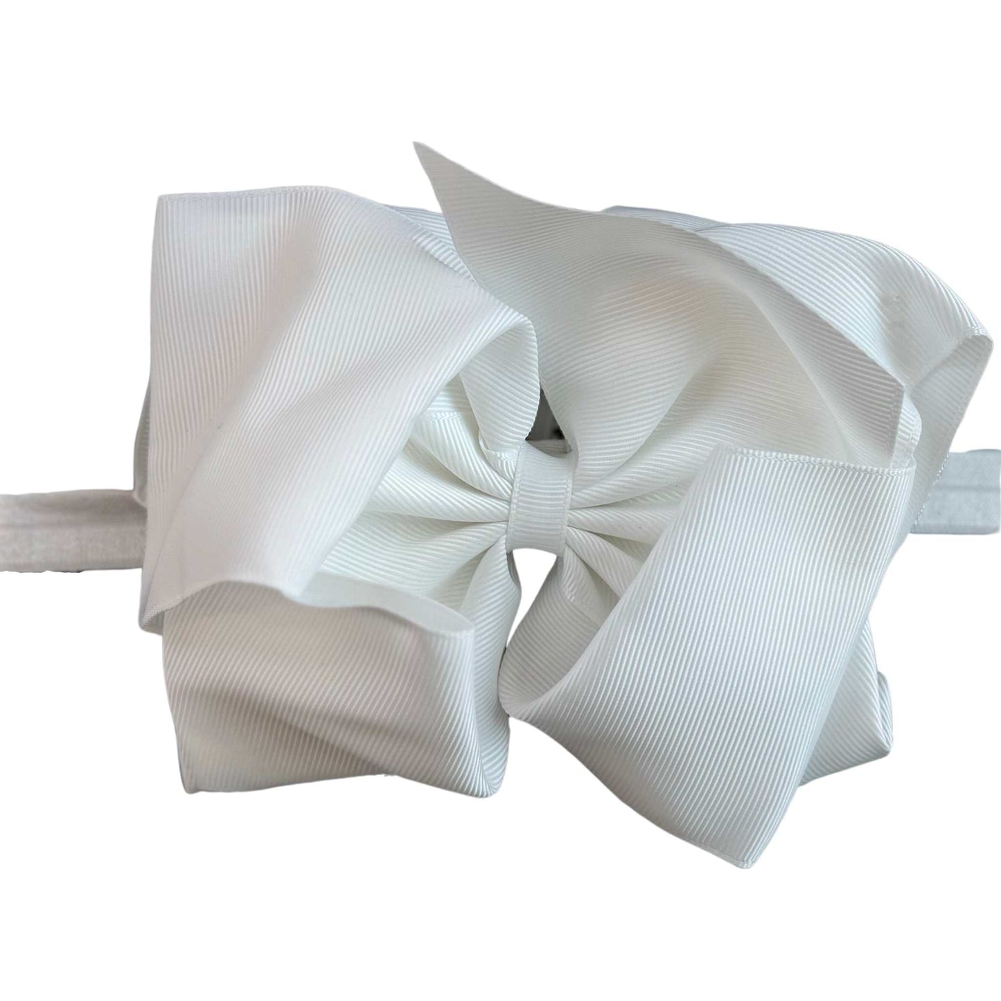 Jumbo 6" Double Bow Baby Headband - White