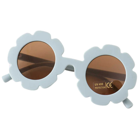 Retro Flower Sunglasses - Light Blue