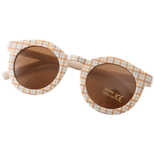 Retro Round Sunglasses - Plaid