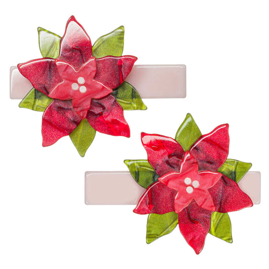 Poinsettia Hair Clip Set