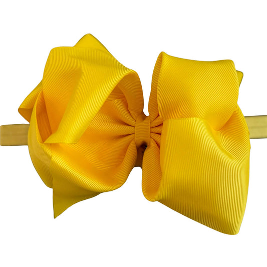 Jumbo 6" Double Bow Baby Headband - Yellow