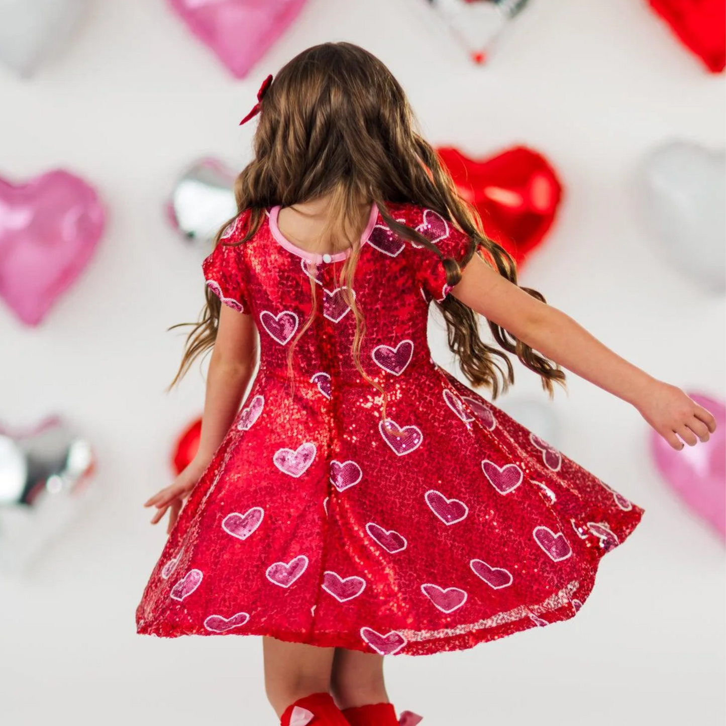 Red and Pink Sequin Hearts Dress