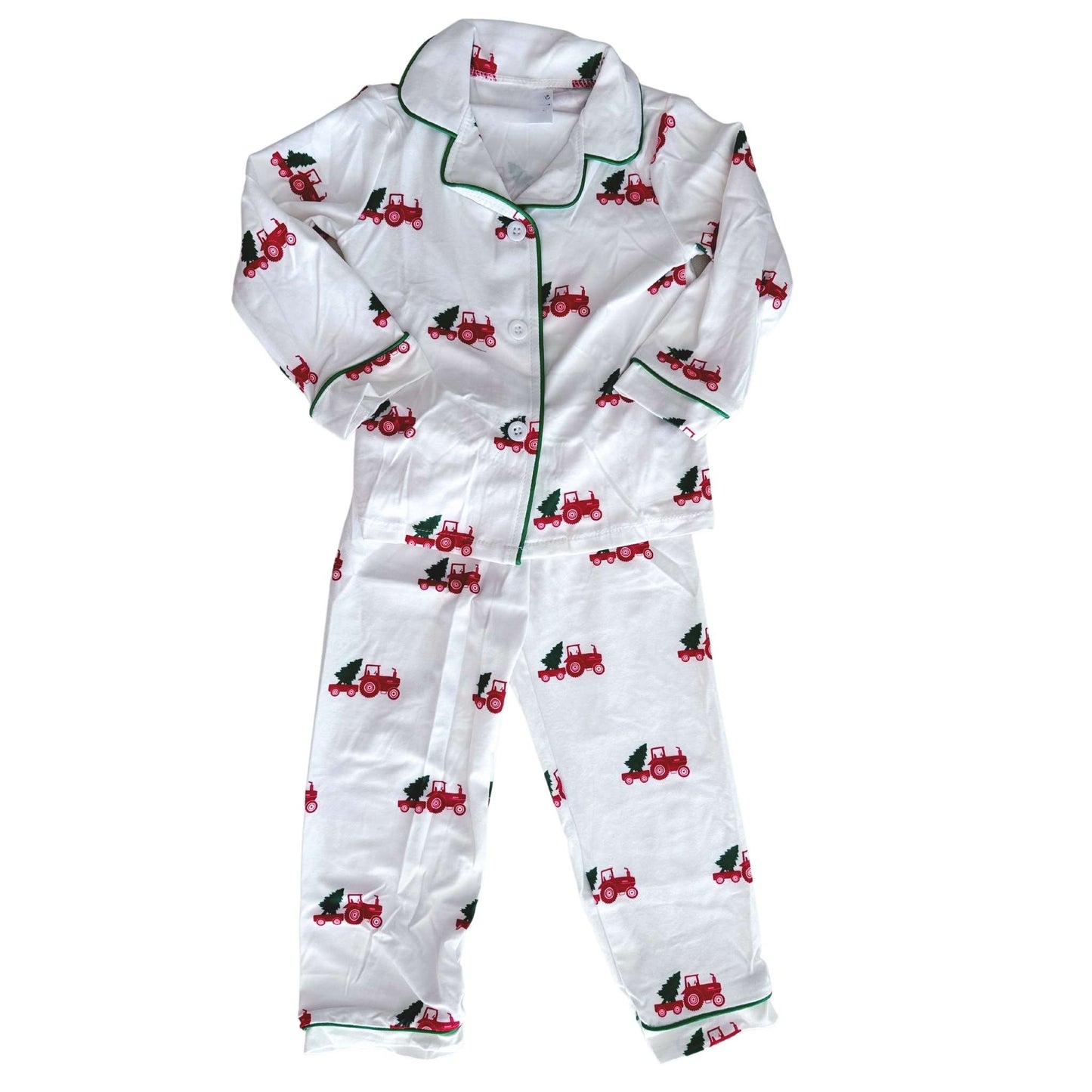 Christmas Tractor Button Down PJs