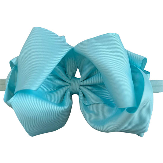 Jumbo 6" Double Bow Baby Headband - Light Blue