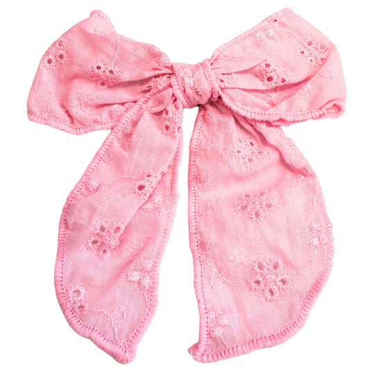 Linen Hair Bow - Pink