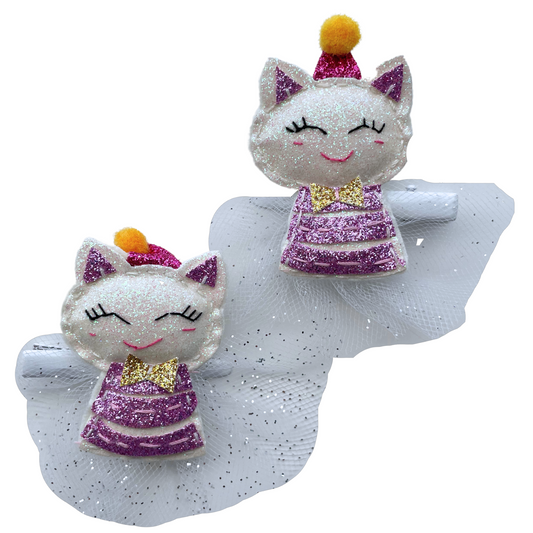 Birthday Kittens Hair Clip Set