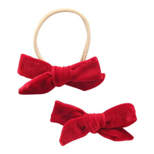 Ruby Red Velvet Bow (Clip or Headband)