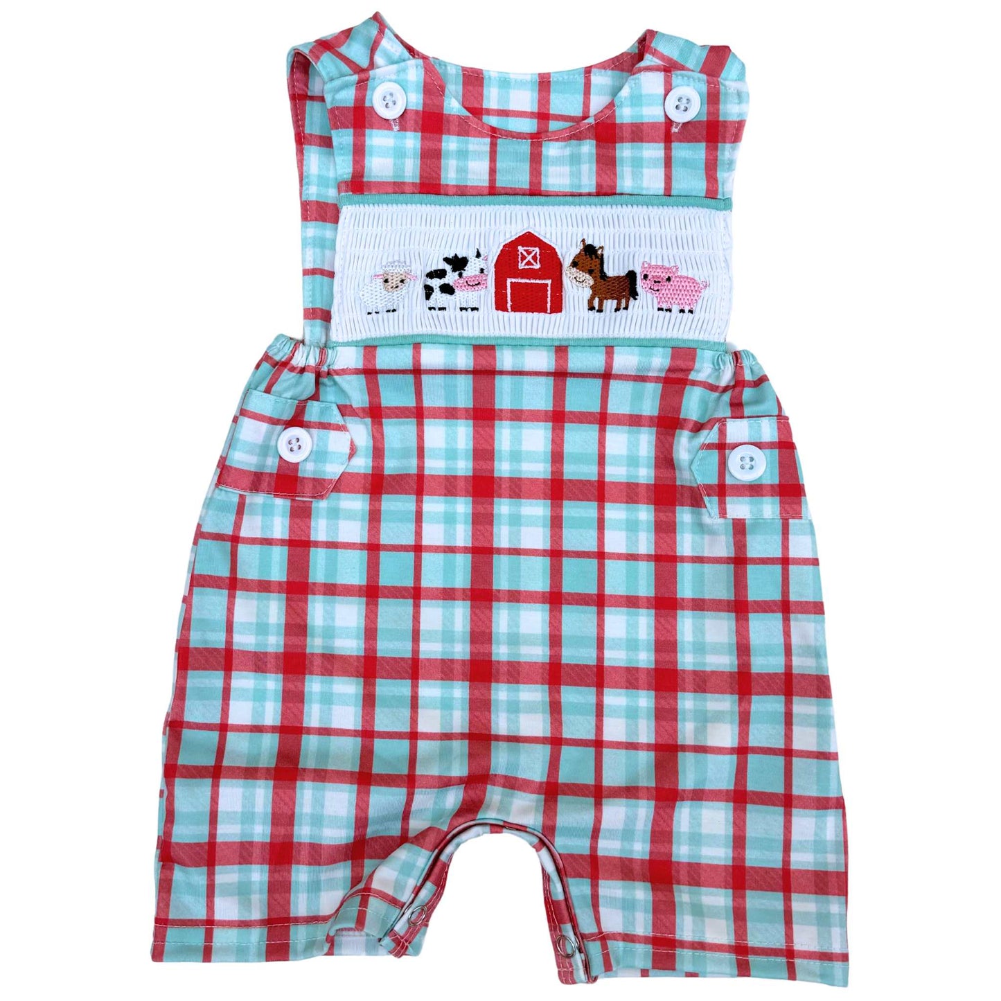 Plaid Farm Smocked Romper