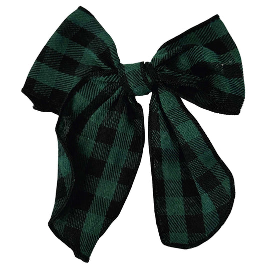 6" Green Plaid Festive Bow