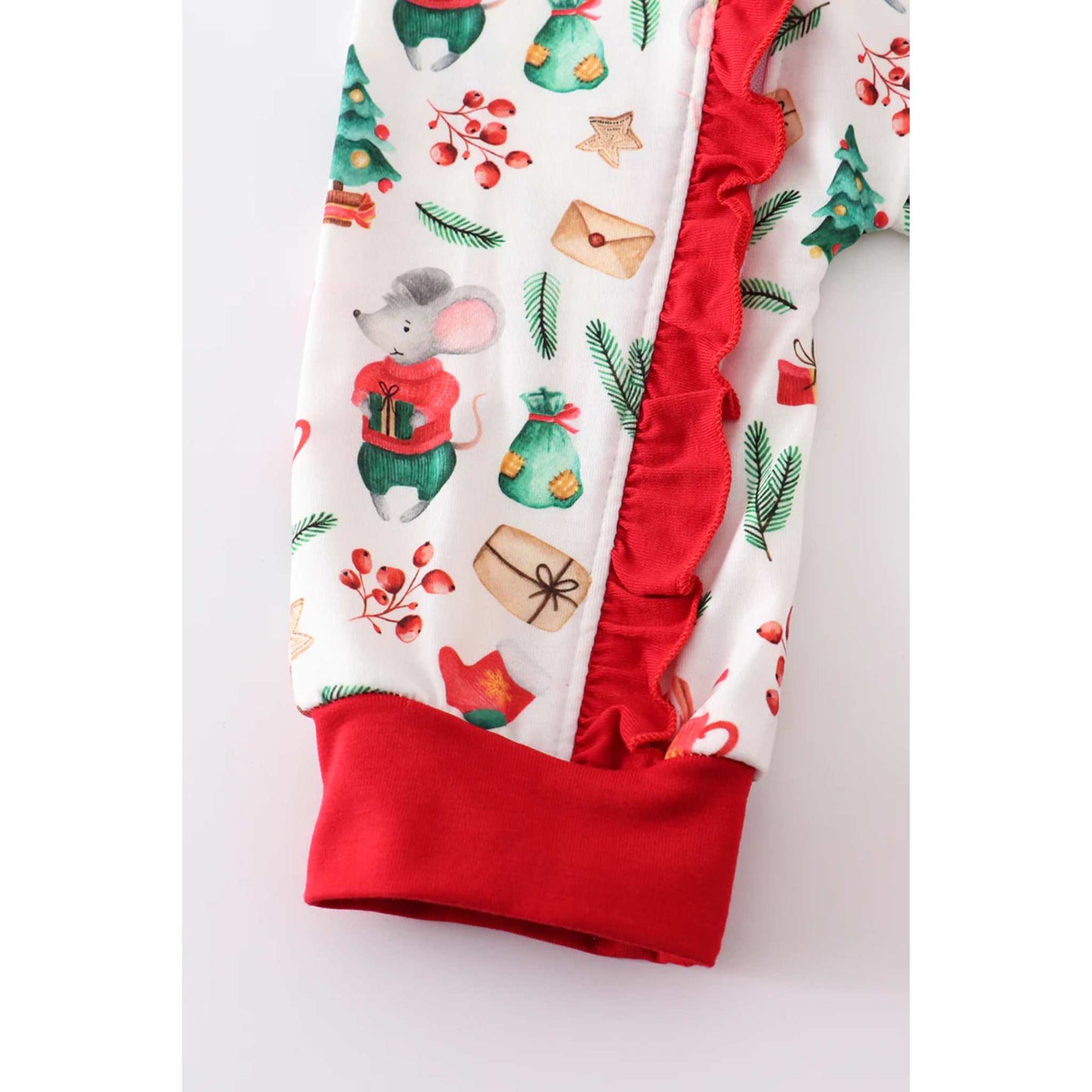 Red Christmas Mouse Ruffle Romper