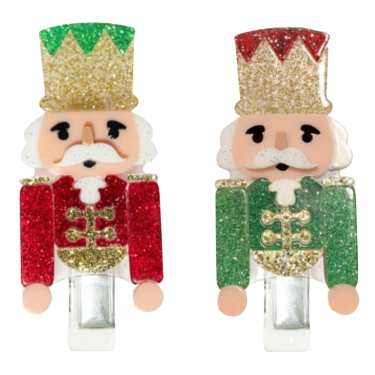 Glitter Nutcrackers Hair Clip Set