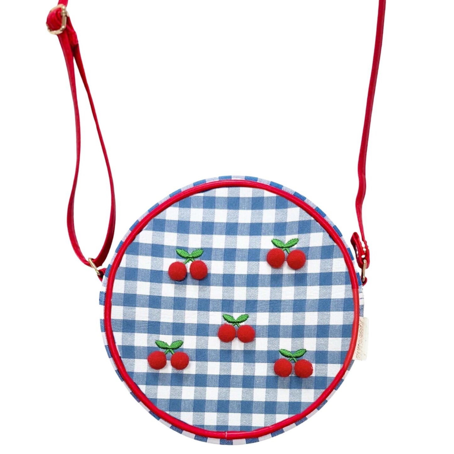 Cherry Pom Pom Gingham Bag