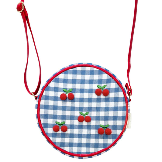 Cherry Pom Pom Gingham Bag