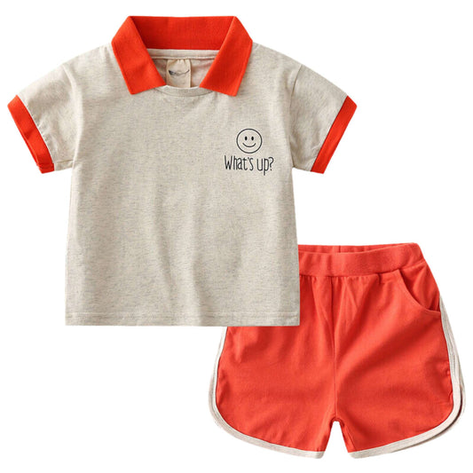 What's Up Shorts Set - Red/Beige