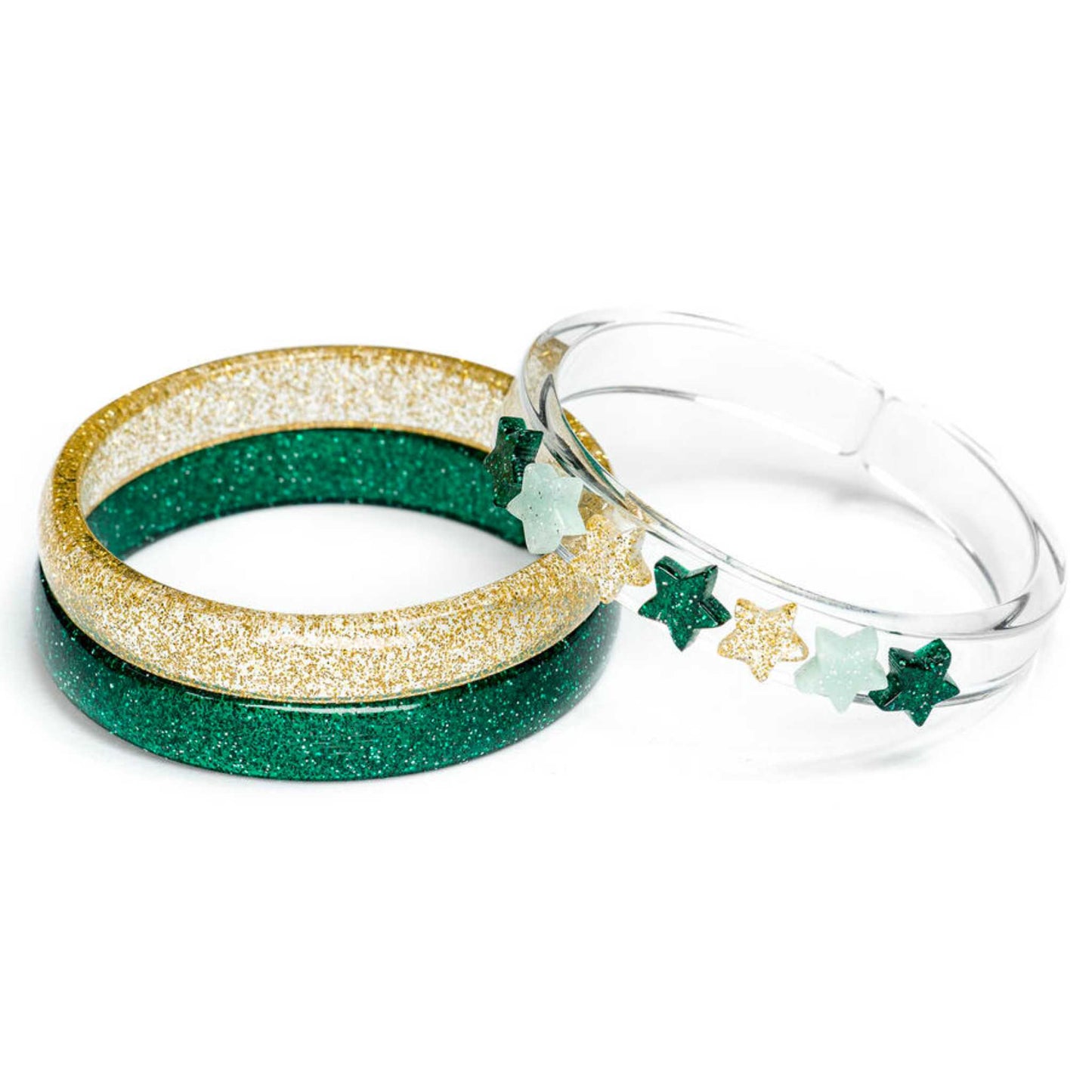 Gold and Green Stars Bracelet Set