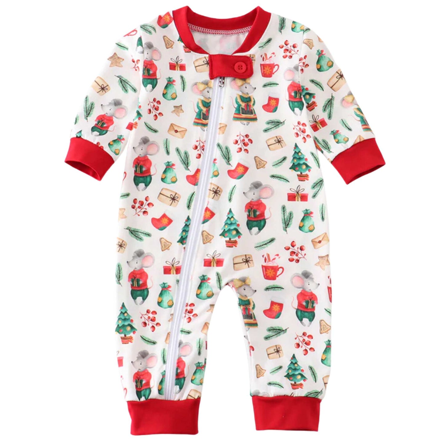 Red Christmas Mouse Boy Romper