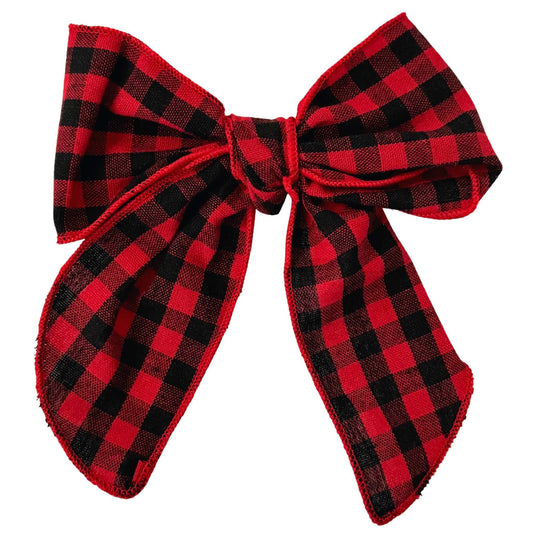 6" Red Plaid Festive Bow