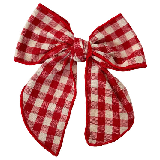 6" Red Checkered Festive Bow