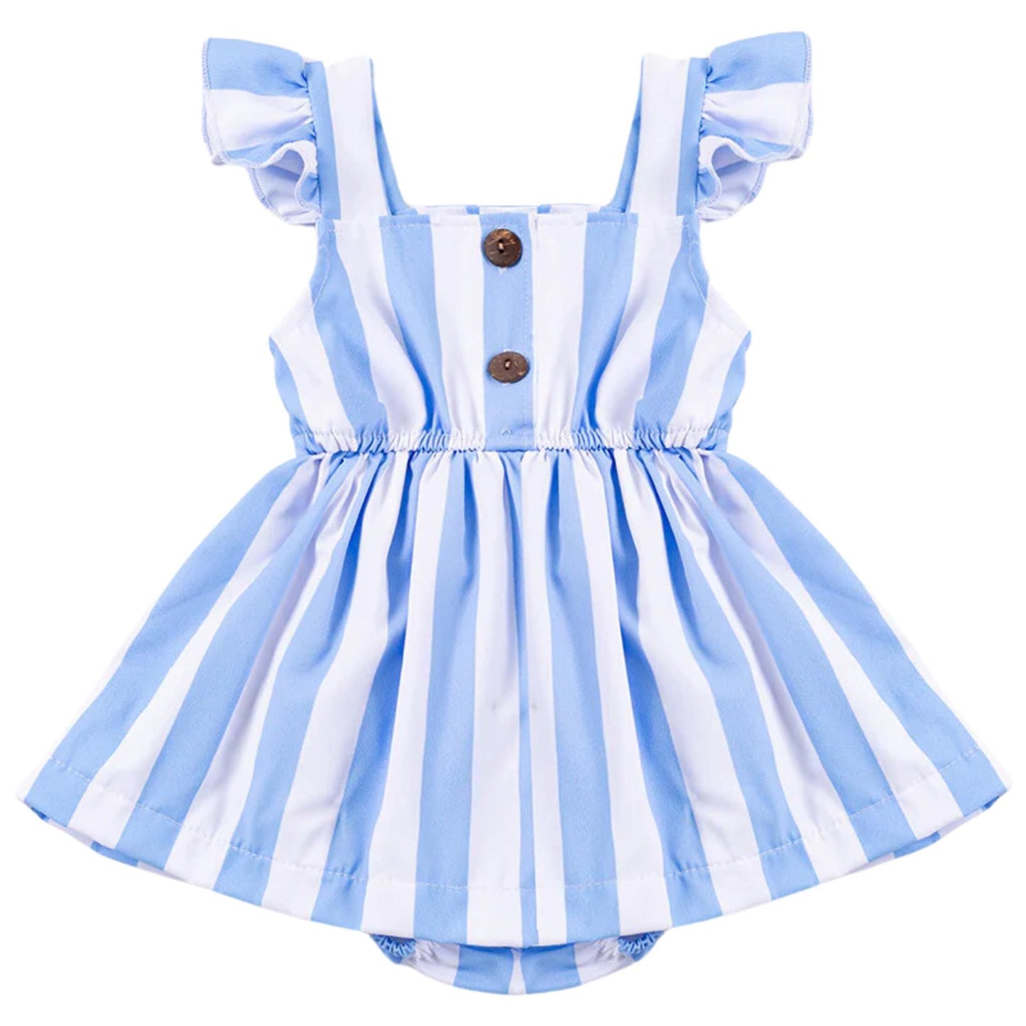 Blue Stripes Ruffle Romper