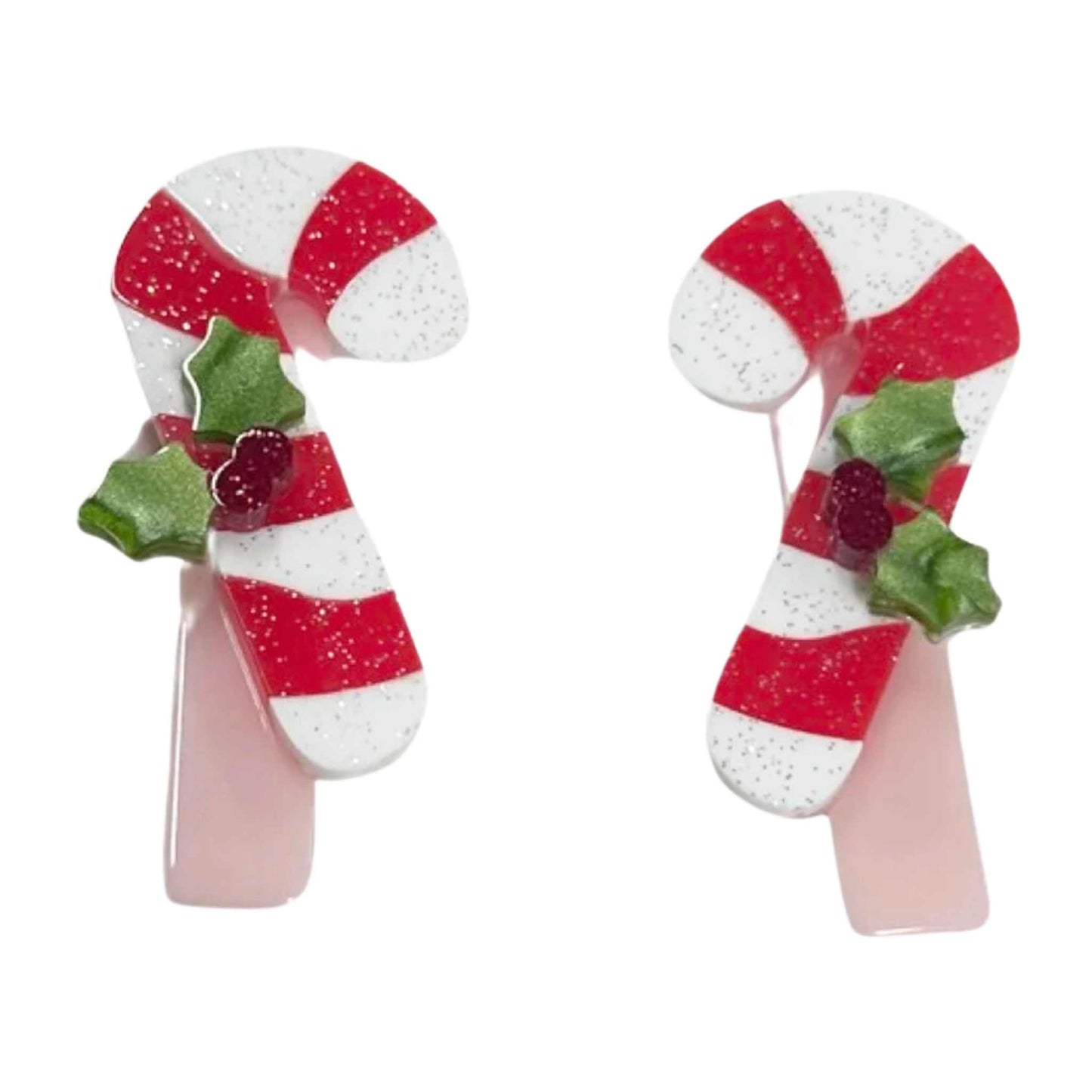 Candy Canes Hair Clip Set