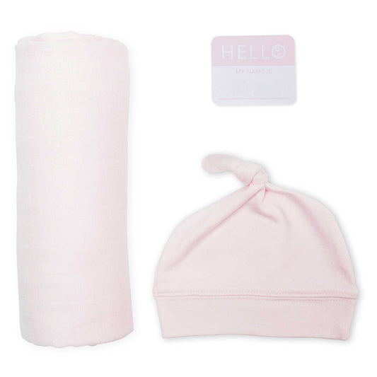 Hello World Blanket & Knotted Hat - Pink