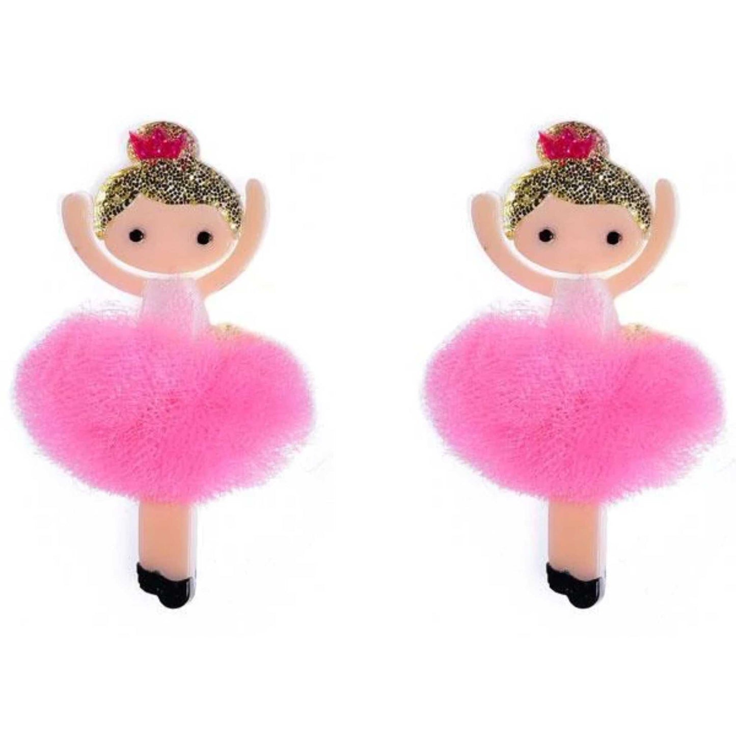 Pink Tutu Ballerina Hair Clip Set