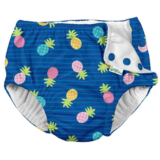 Snap Reusable Absorbent Swim Diaper - Blue Pineapple - Rocky and Jules