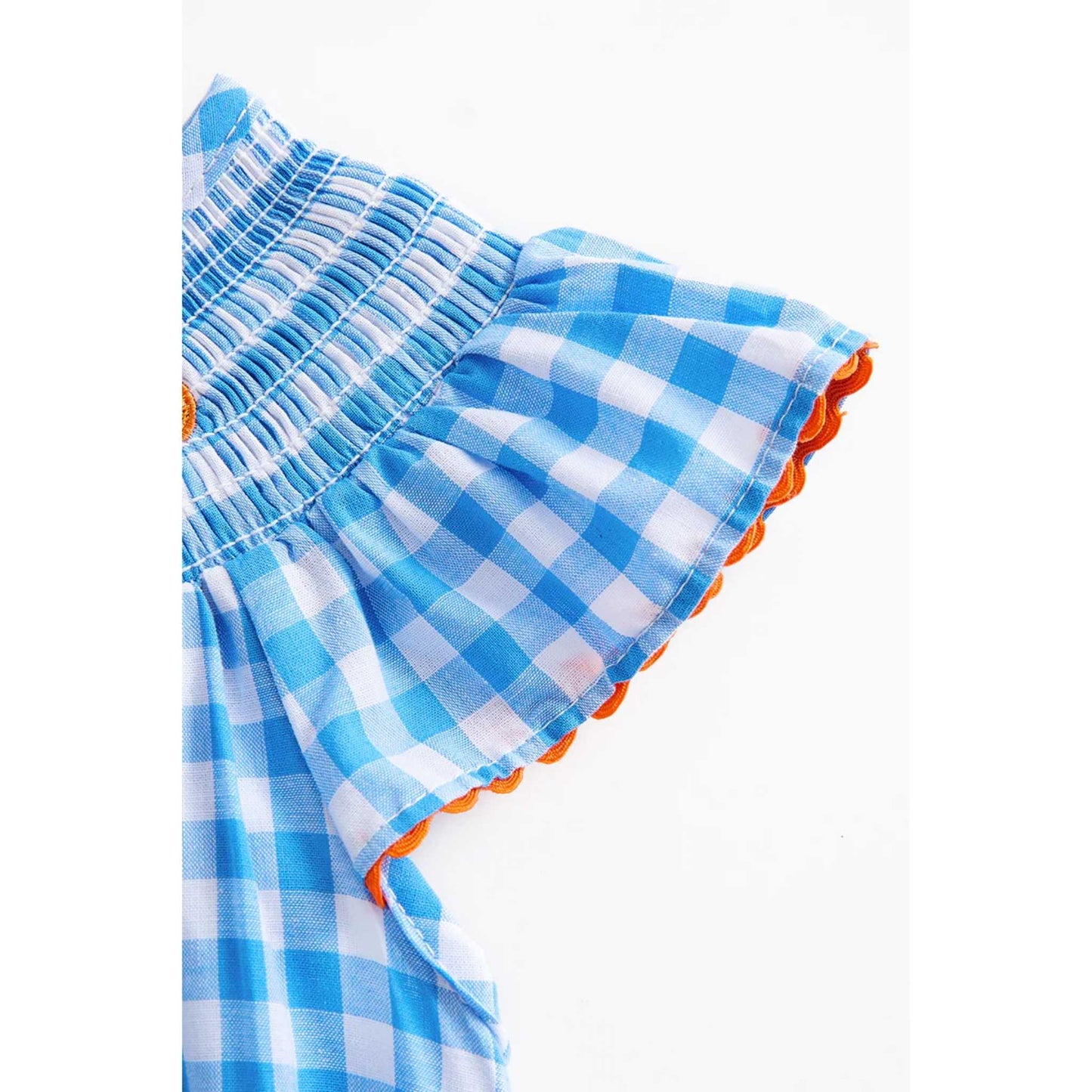 Blue Plaid Pumpkin Ruffle Dress