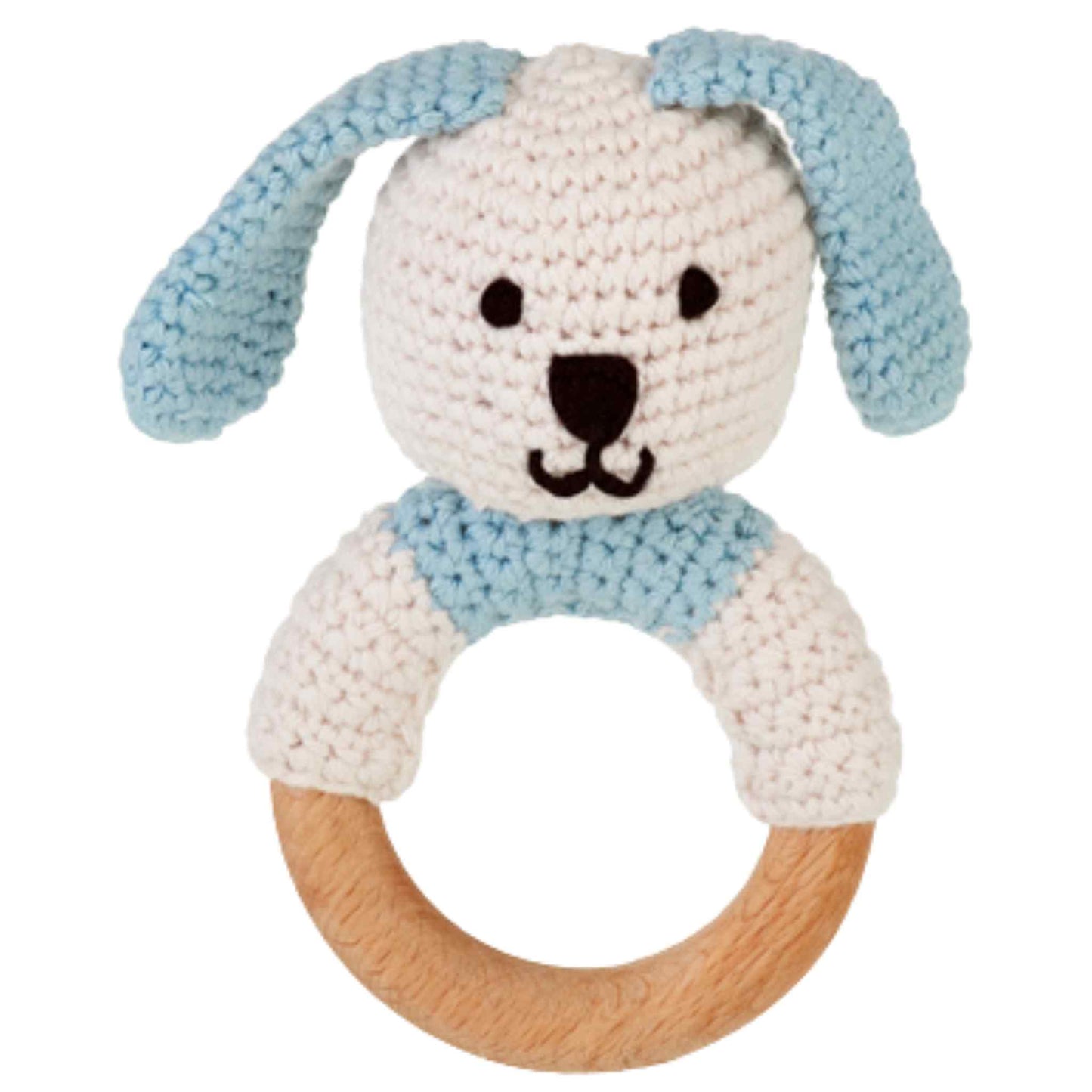 Organic Wooden Teething Ring Bunny (Blue) - Rocky and Jules